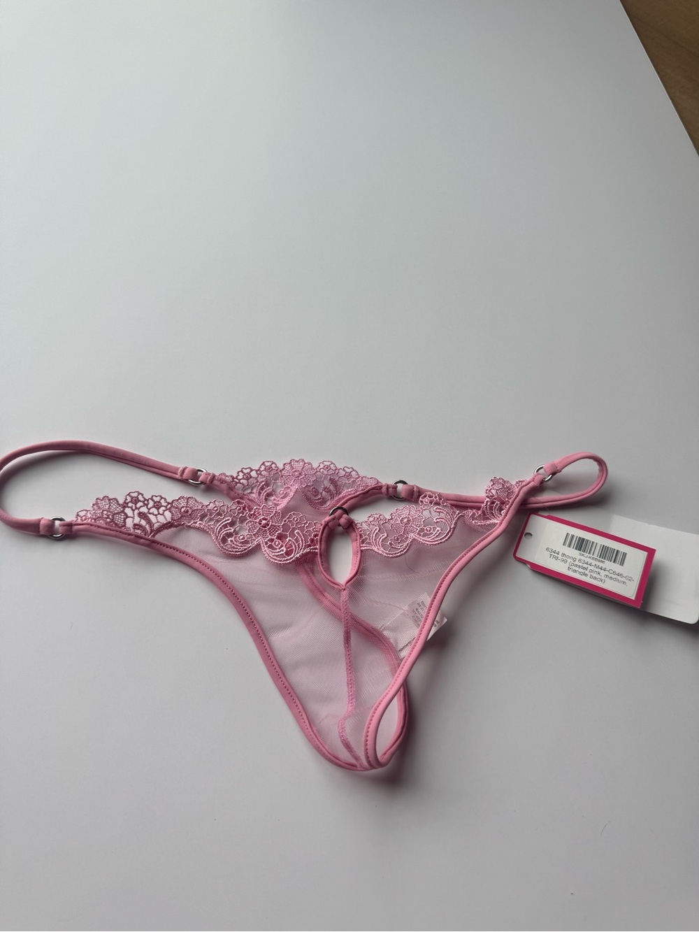 Wicked Weasel 634 Lace Mesh Thong NWT M Pastel Pink